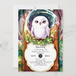 Invitación Boho Watercolor Owl Cumpleaños