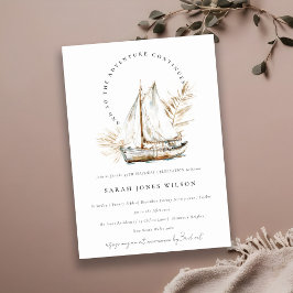 Invitación Boho Watercolor Palm Vela Marítimo Cumpleaños