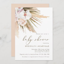 Boho Watercolor Pampas Grass Baby Shower