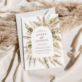 Invitación Boho Watercolor Pampas Grass Boda