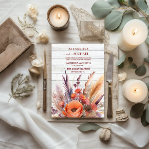 Invitación Boho Watercolor Pampas Grass Boda