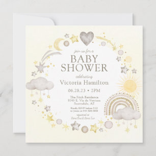 Invitación Boho Watercolor Rainbow Baby Shower