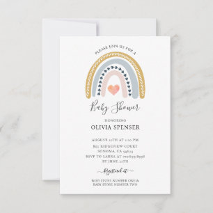 Invitación Boho Watercolor Rainbow Baby Shower