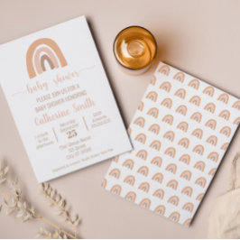 Invitación Boho Watercolor Rainbow Terracotta Baby Shower