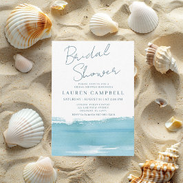 Invitación Boho Watercolor Sea Blue Bridal Shower
