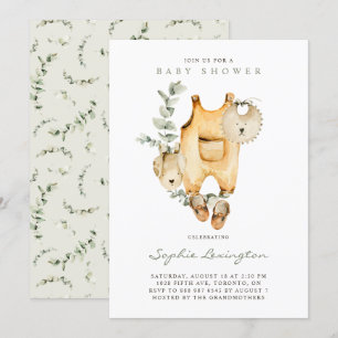 Invitación Boho Watercolor sobrepasa a Eucalyptus Baby Shower