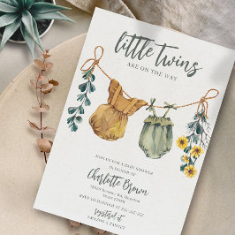 Invitación Boho Watercolor Twins Baby Shower