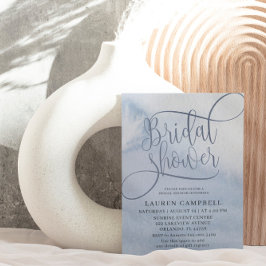 Invitación Boho Watercolor Wash Dusty Blue Bridal Shower
