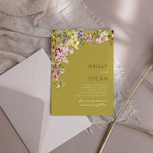 Boho Watercolor Wildflower Meadow Boda