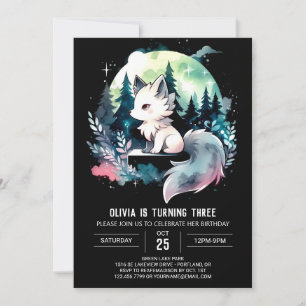 Invitación Boho Watercolor Wolf Birthday