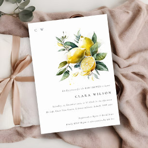 Invitación Boho Watercolor Yellow Lemon Garden Baby Shower