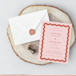 Invitación Boho Wavy Frame Rubor y Terracotta Boda