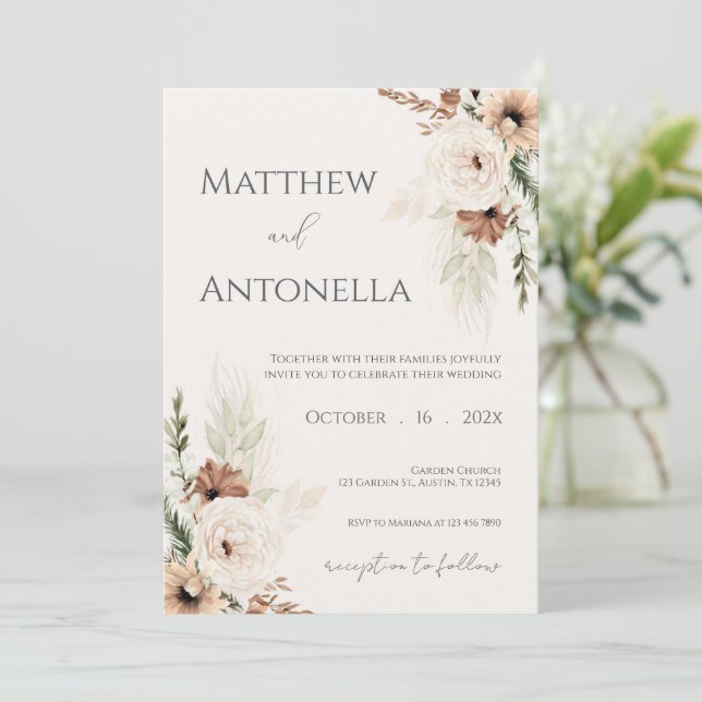 Invitación Boho Wedding Invitation (Anverso de pie)