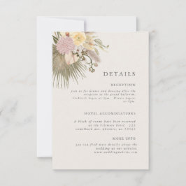 Invitación Boho Wedding Pampas Grass Palm Info