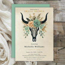 Boho Western Floral Bull Cow Skull Brill Shower