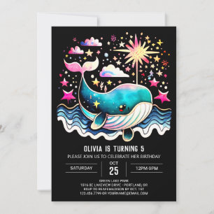 Invitación Boho Whale Waves Chica Cumpleaños