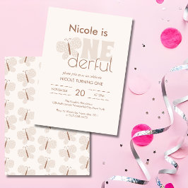 Invitación Boho Whimsical Baby Butterfly Retro 1er cumpleaños