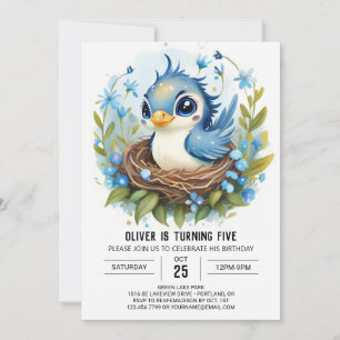 Invitación Boho Whimsical Blue Bird Cumpleaños