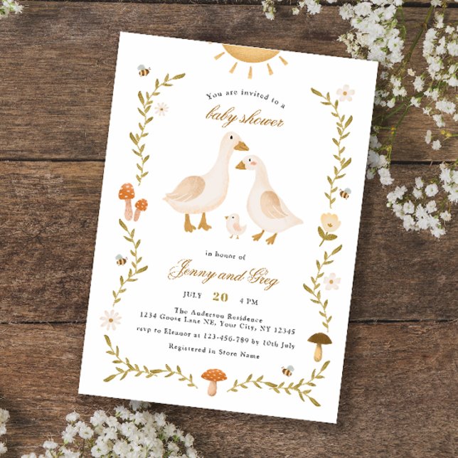 Invitación Boho Whimsical Goose Baby Shower (Subido por el creador)