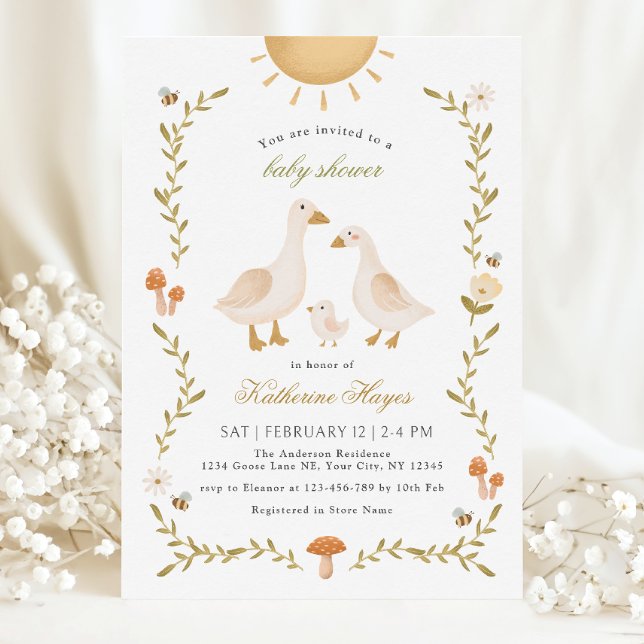 Invitación Boho Whimsical Goose Baby Shower (Subido por el creador)