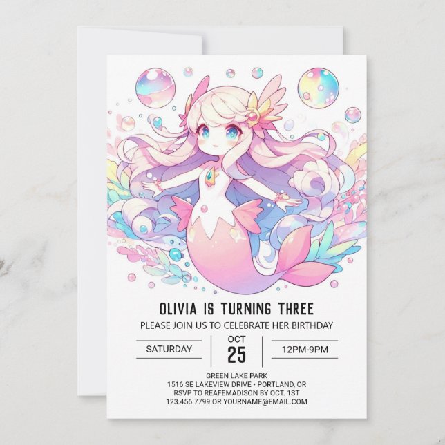 Invitación Boho Whimsical Mermaid Cumpleaños (Anverso)