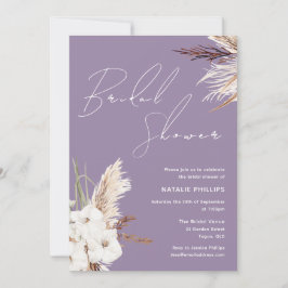 Invitación Boho White Floral Lavender Purple Bridal Shower