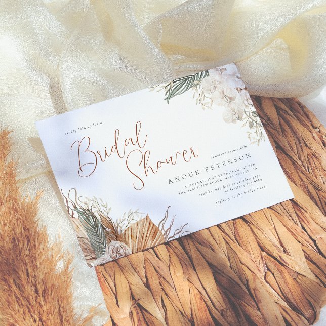 Invitación Boho White Orchid & Pampas Ducha de Novias (Subido por el creador)
