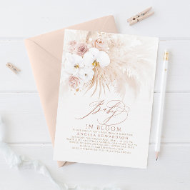 Invitación Boho White Orchids Bloom Pampas Grass Baby Shower