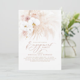 Invitación Boho White Orchids Pampas Grass Engagement Party