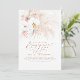 Invitación Boho White Orchids Pampas Grass Engagement Party