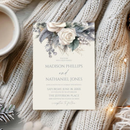 Invitación Boho White Rose Flor Floral Boda Jardín