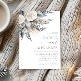 Invitación Boho White Rose Flor Floral Boda Jardín