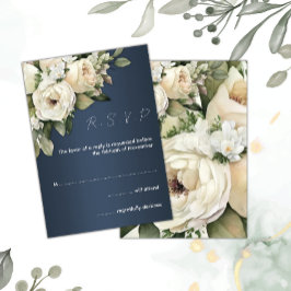 Invitación Boho White Roses Dusty Blue Wedding RSVP