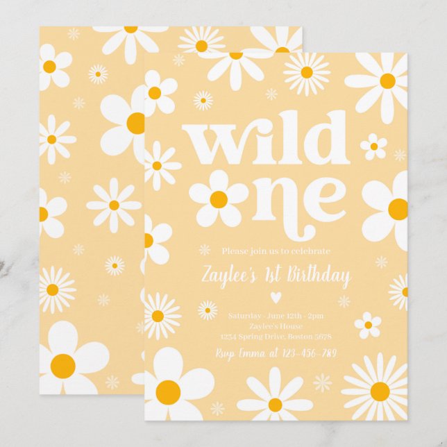 Invitación Boho Wild de la fiesta de cumpleaños de Daisy (Anverso / Reverso)