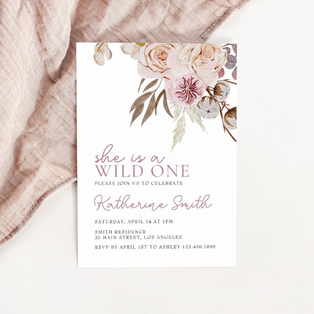 Invitación Boho Wild One | Flor silvestre | Cumpleaños de los (Subido por el creador)