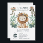 Invitación Boho Wild One Leon Double Kids Cumpleaños<br><div class="desc">León Bash Safari de cumpleaños doble,  gator,  fiesta de cebra. Gran tema de la ducha de bebé.</div>