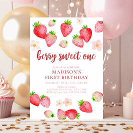 Invitación Boho Wild Strawberry Berry Sweet One Birday
