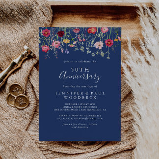 Invitación Boho Wildflower 50° aniversario Boda