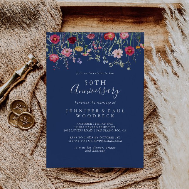 Invitación Boho Wildflower 50° aniversario Boda (Subido por el creador)