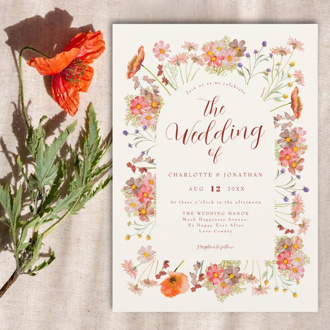 Invitación Boho Wildflower Arch Fall Wedding (Elegant wildflower wedding invitation)