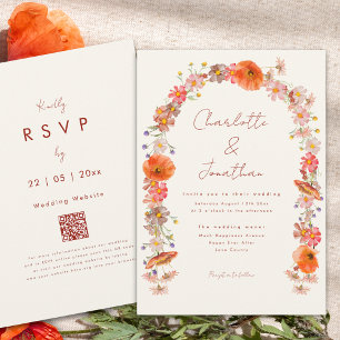 Invitación Boho Wildflower Arch Fall Wedding