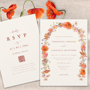 Invitación Boho Wildflower Arch Fall Wedding