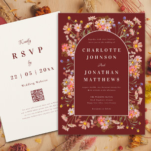 Invitación Boho Wildflower Arch Terracotta Fall Wedding