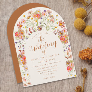 Invitación Boho Wildflower Arch Terracotta Fall Wedding
