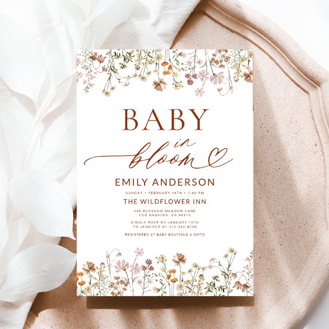 Invitación Boho Wildflower Baby en Bloom Baby Shower (Subido por el creador)