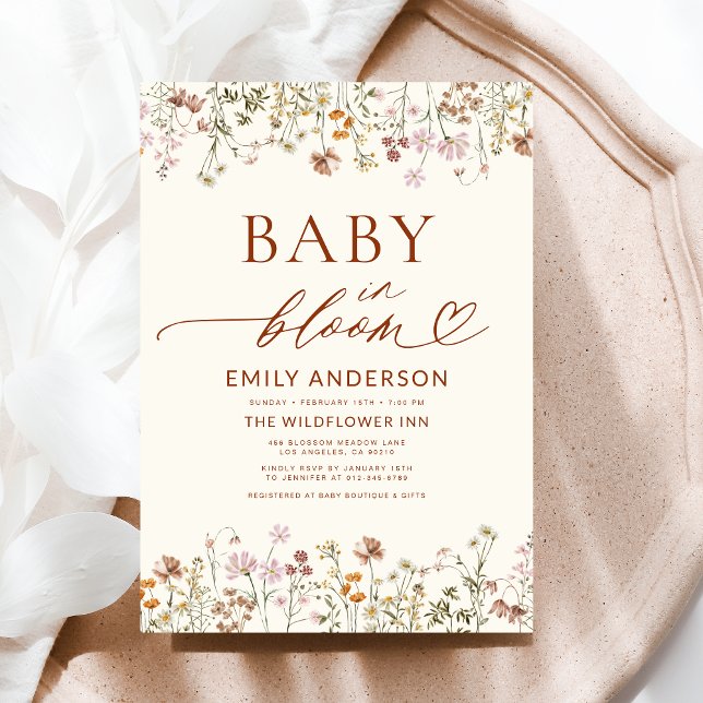 Invitación Boho Wildflower Baby en Bloom Baby Shower (Subido por el creador)