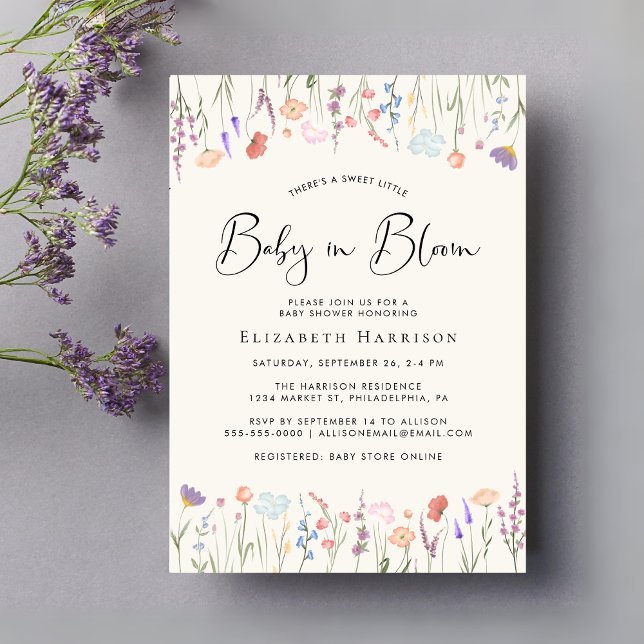 Invitación Boho Wildflower Baby en el Baby Shower de Bloom Cr (Subido por el creador)