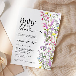 Invitación Boho Wildflower Baby en la flor de baño