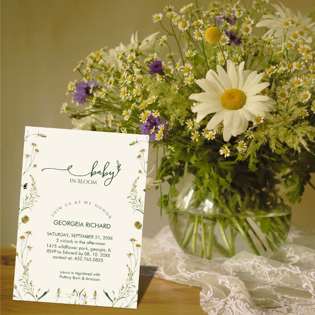 Invitación Boho Wildflower Baby in Bloom Baby Shower  (Subido por el creador)