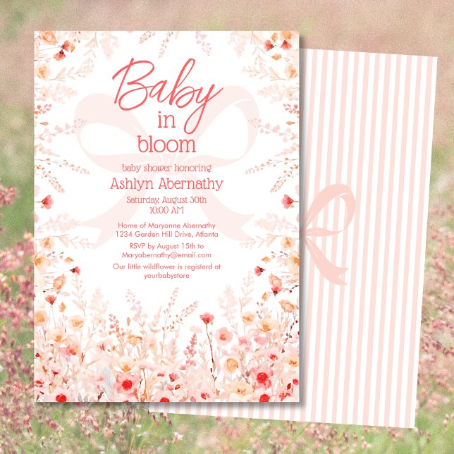 Invitación Boho Wildflower Baby in Bloom GIrl Baby Shower  (Subido por el creador)